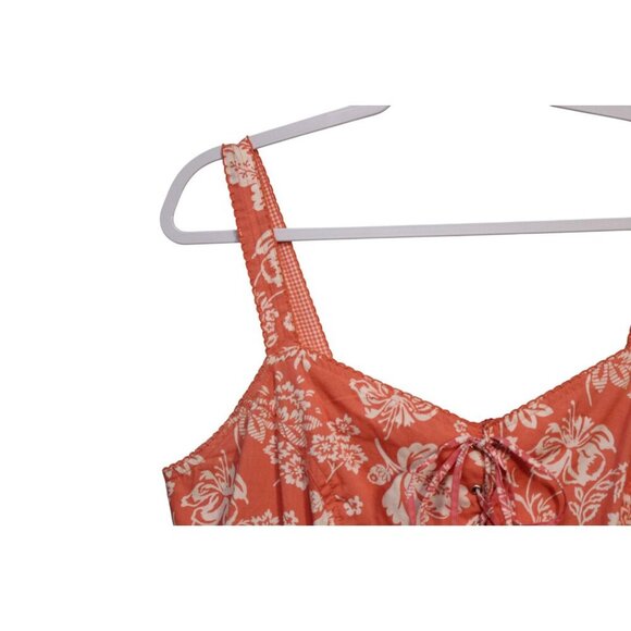 Y2K Dress Size 12 Floral Tropical Beach Hawaiian Resortwear Retro Lace Up Cotton - Picture 6 of 11